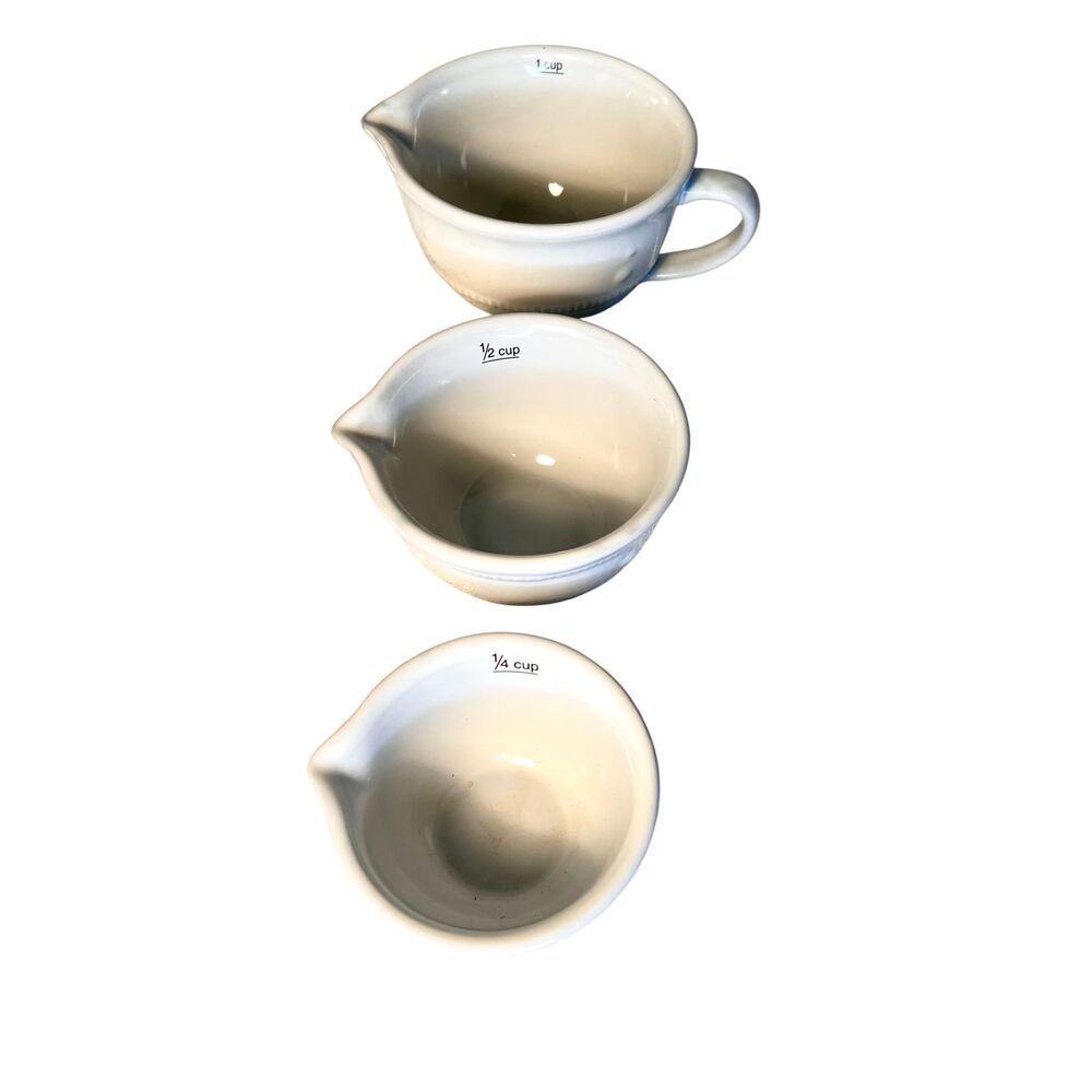 3 Piece Nesting Home Essentials White Stoneware Measuring Cup Set